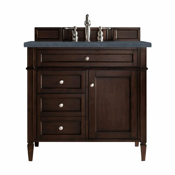 James Martin Vanities Brittany 36in Single Vanity, Burnished Mahogany w/ 3 CM Charcoal Soapstone Quartz Top 650-V36-BNM-3CSP